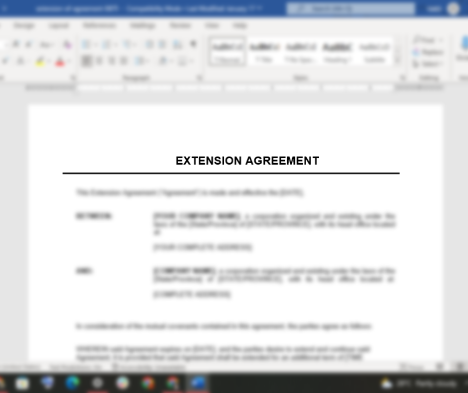 Extension of Agreement Startup Templates